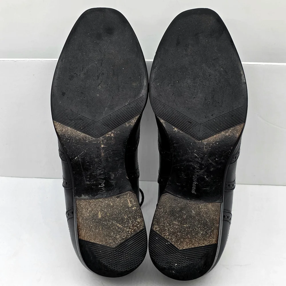 Wolf & Shepherd Senna Wingtip Oxford Shoes Men 8 Black Italian Leather